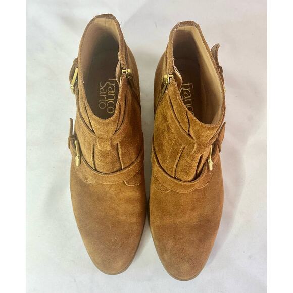 Franco Sarto Rynn Ankle Boots- Booties-Size 7 leather Upper Suede Tan - Picture 4 of 8